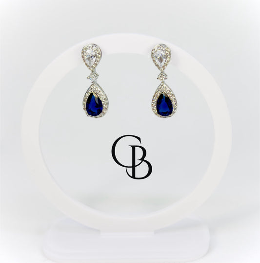 Boucles d’oreilles mariage pierre bleue "Jacaranda"