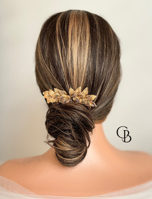 Peigne à cheveux de mariage en or "Feuilles"